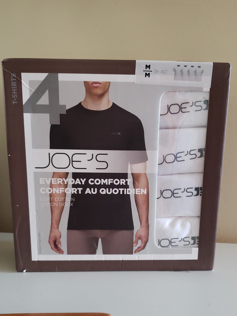JOE'S NIB 4-Pack Soft Cotton Blend Everyday Comfort Tees in White - M ( 38 - 40)